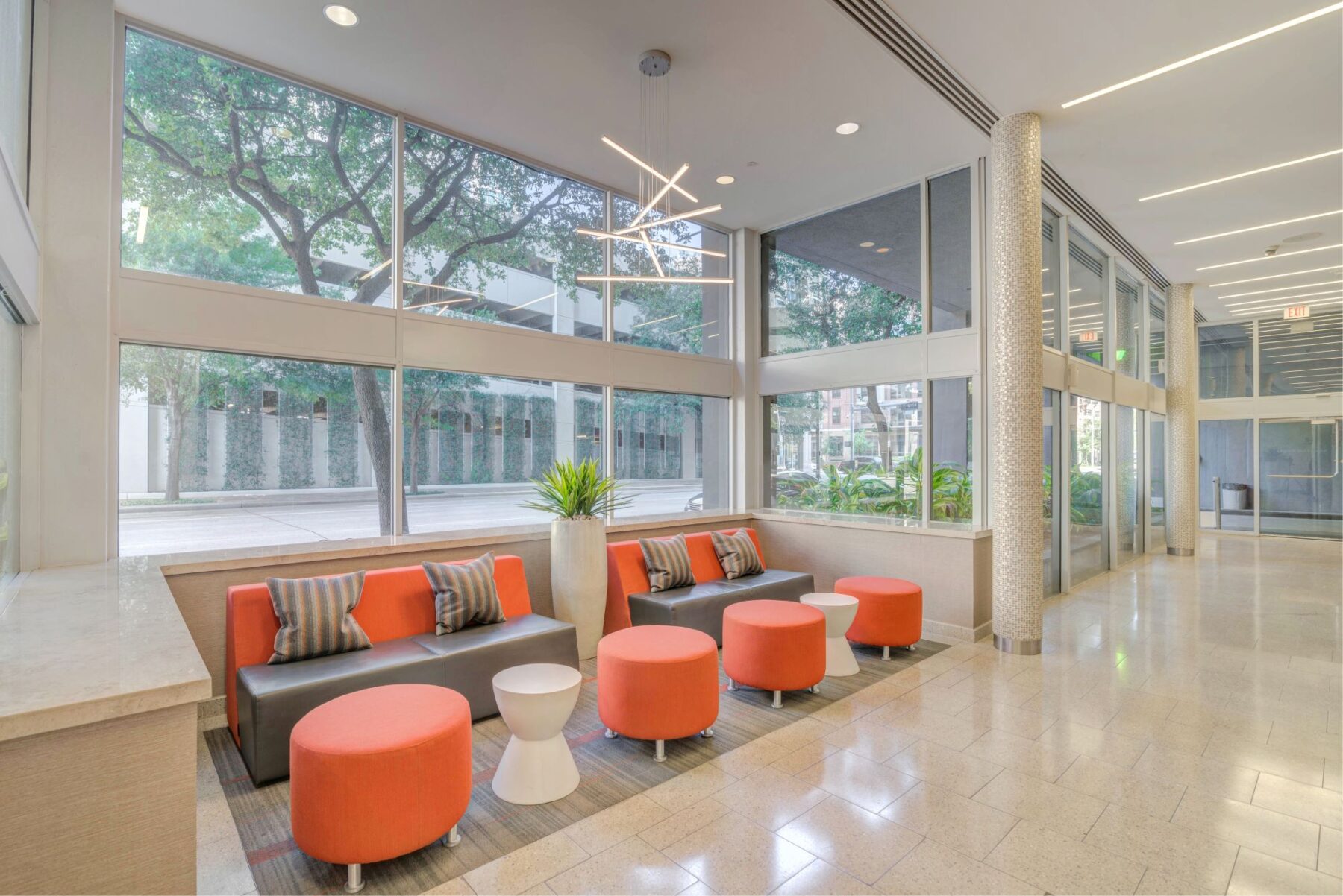Leasing office lobby with sofas